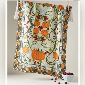 NWT Hello Pumpkin Dish Towel Anthro Harvest